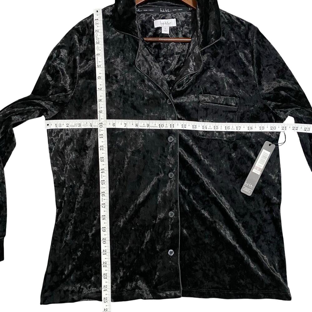 Nicole Miller New York Black Crushed Velvet Pajama Top Womens L NWT - Picture 4 of 10
